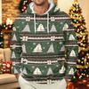 Men's Long Sleeve Hooded Sweatshirt with Christmas Print for Casual Holiday Wear