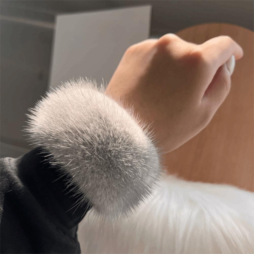 Fashion Cute Mink Fur Cuffs Warm Hand Arm Warmer Wristbands Accessories