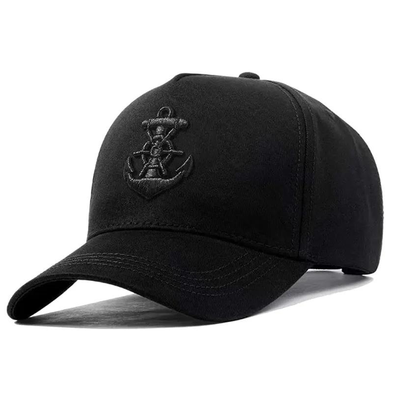 New High Quality Baseball Caps For Men 5 Panel Solid 100% Cotton Anchor Embroidered Sun Visor Snapback Hip Hop Dad Trucker Hats