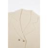 Blazer Long en Tricot Côtes Crème Double-Boutonnage pour Femme Style Décontracté Bureau Manches Longues Vêtement d'Extérieur