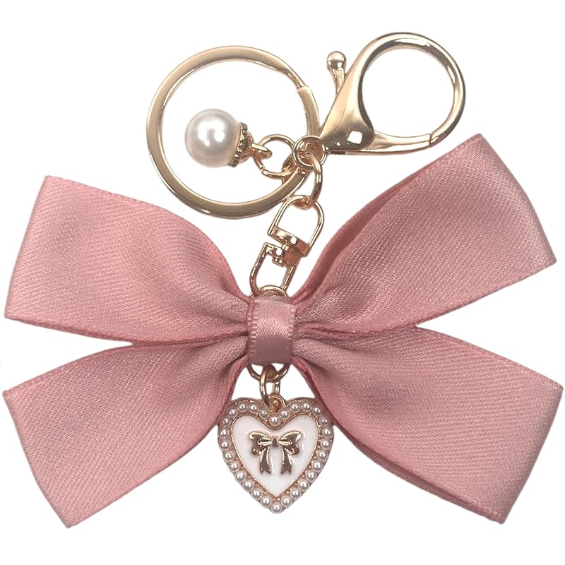 

[GrandslamEX] ribbon Ribbon pearl heart accessories charm key ring key ring strap key chain Smartphone pouch AirPods pro wallet cute simple