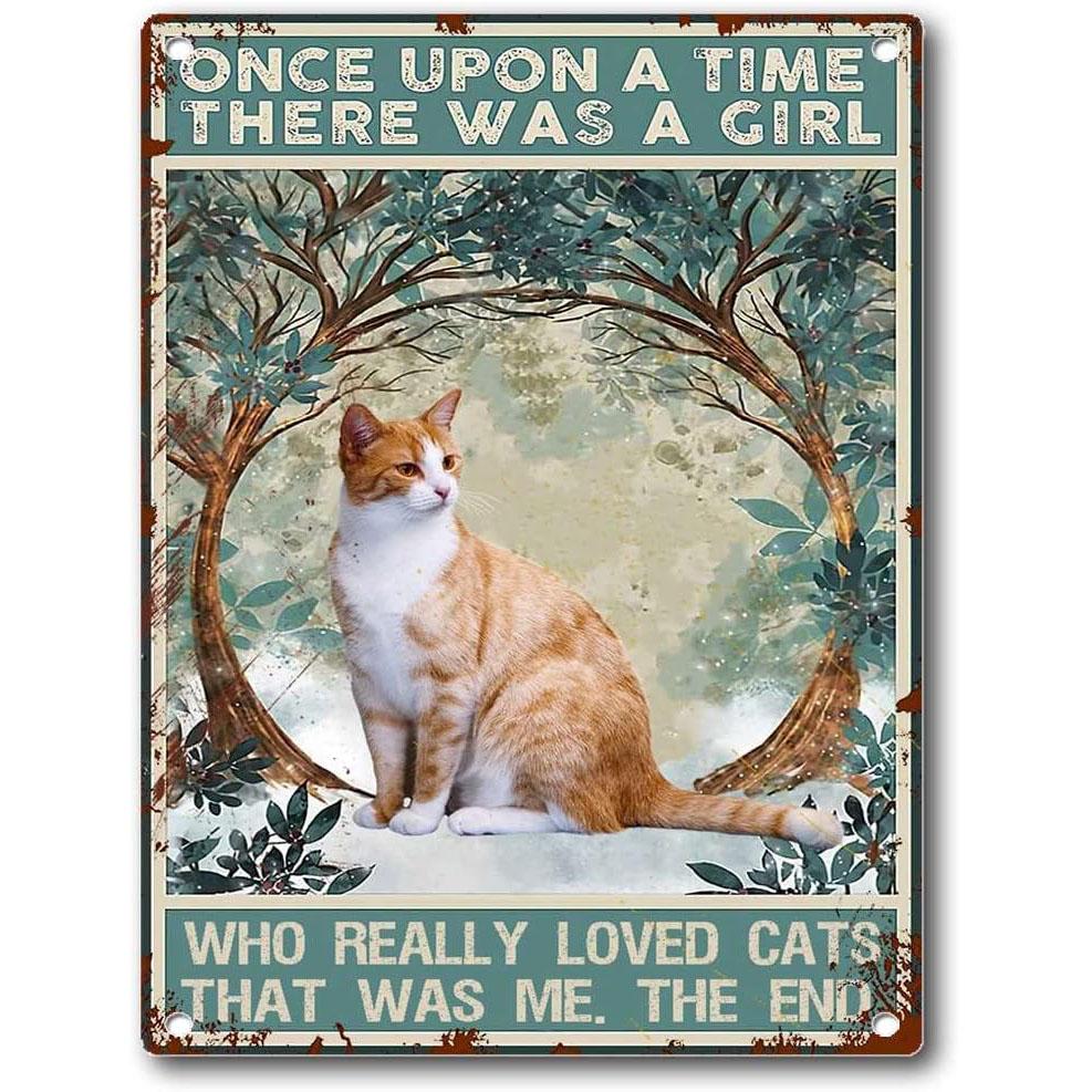 Metal Tin Signs Plaque A Girl Loved Cat Wall Decoration Vintage Iron Painting Art Posters for Man Cave Home Cafe Garden Club