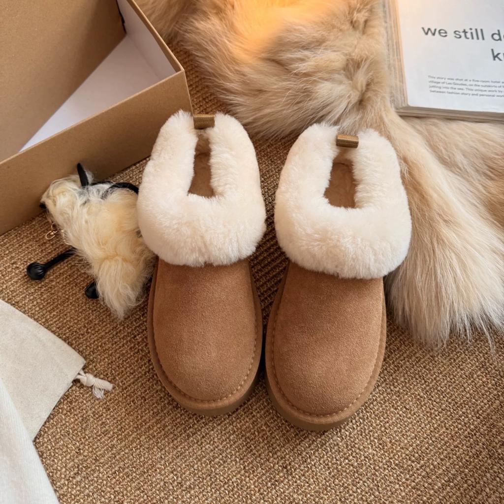 Winter plush thick inner short tube warm versatile fashion snow boots casual soft-soled cotton shoes