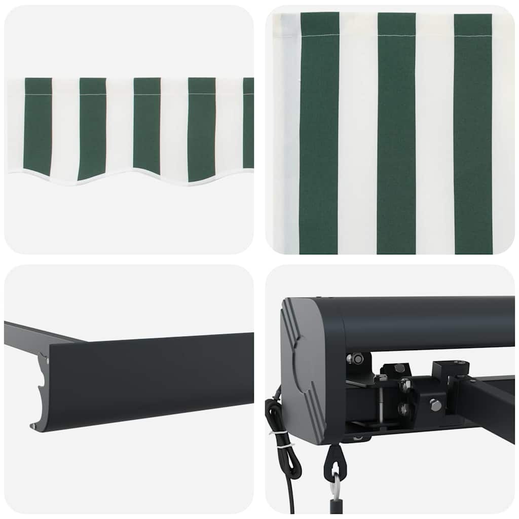 Retractable Awning Green and White 400 X 300 X 165 Cm
