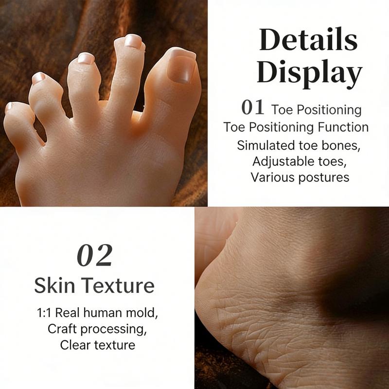 Lifelike TPE Silicone Foot Model, Real Human Foot Replica for Photography, Jewelry Display, Art Sketch