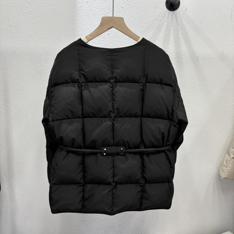 Belt Short Fashion Down Jacket Women's Jacket Jacket White Duck Down Autumn and Winter New Crew Neck Bread Clothing Tide