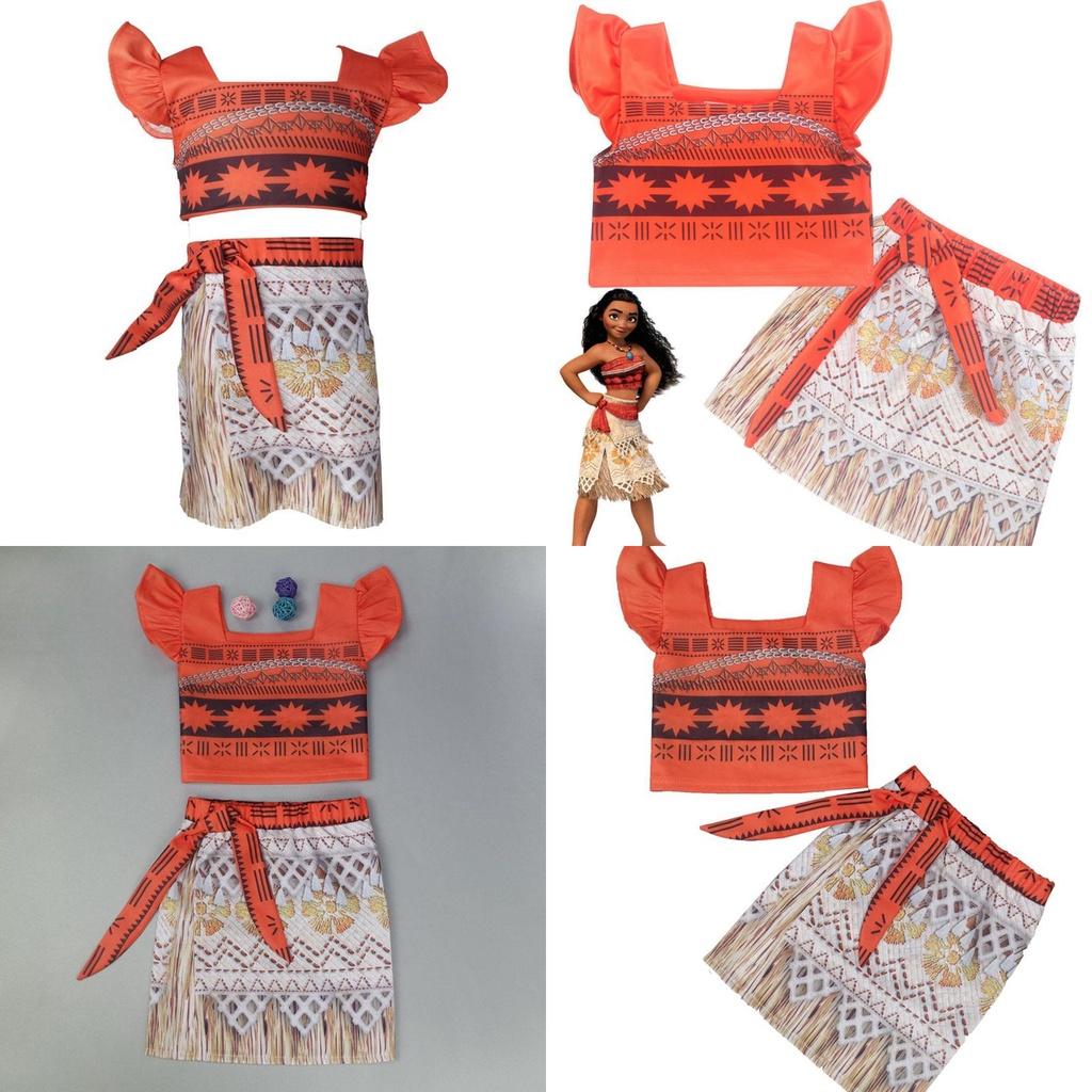 Enchanting Princess Moana Costume Outfit Bra Skirt Set For Little Girls Cosplay Adventure
