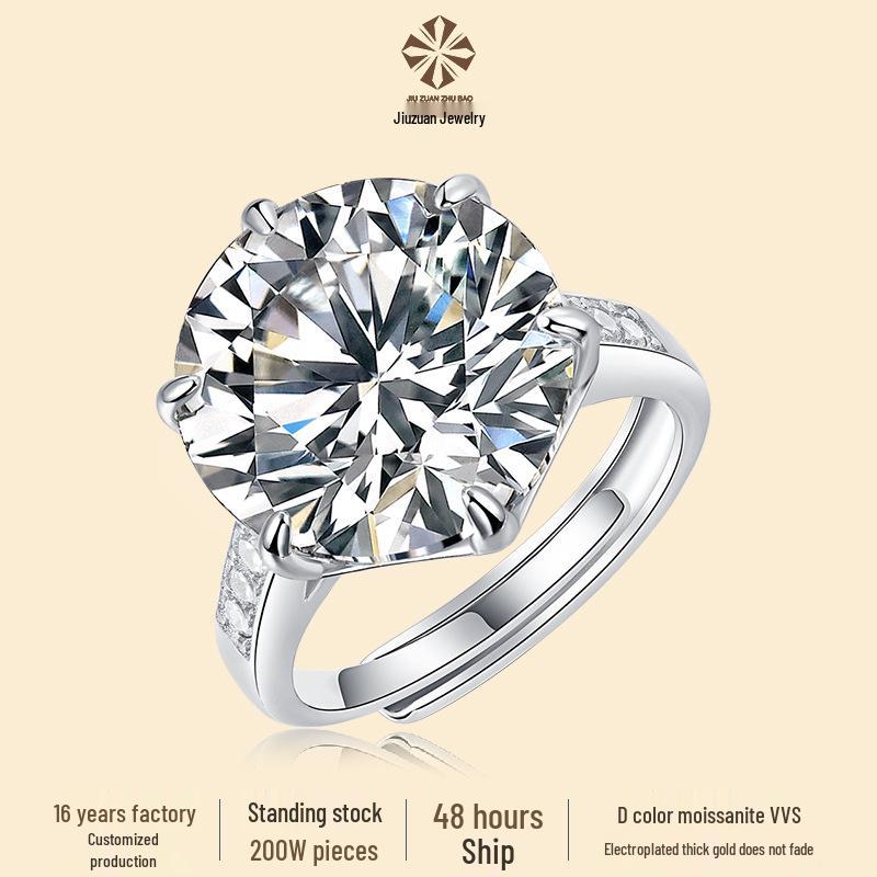 

10 Carat Moissanite Women s Fashion Ring in S925 Silver