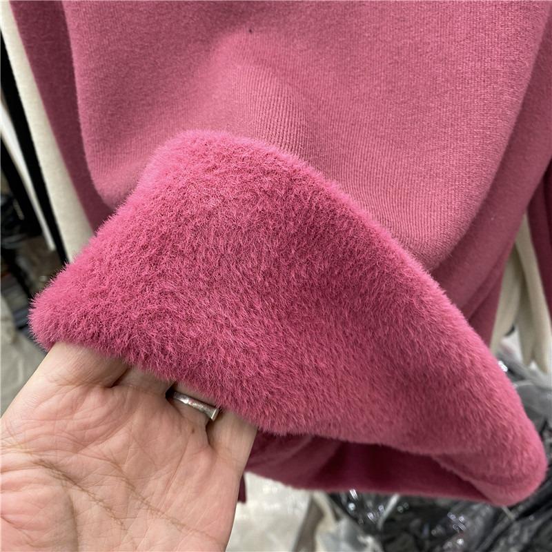 Autumn Winter Turtleneck Fleece Women Sweater Thick Warm Top Bottoming Shirt Inner Pullover Casual Simple Knitted Sweaters Loose Basic Simple Clothing