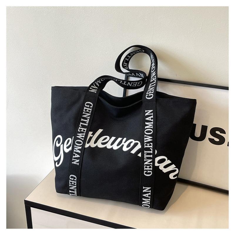 New simple large-capacity bag female alphabet canvas bag simple casual portable commuter tote bag