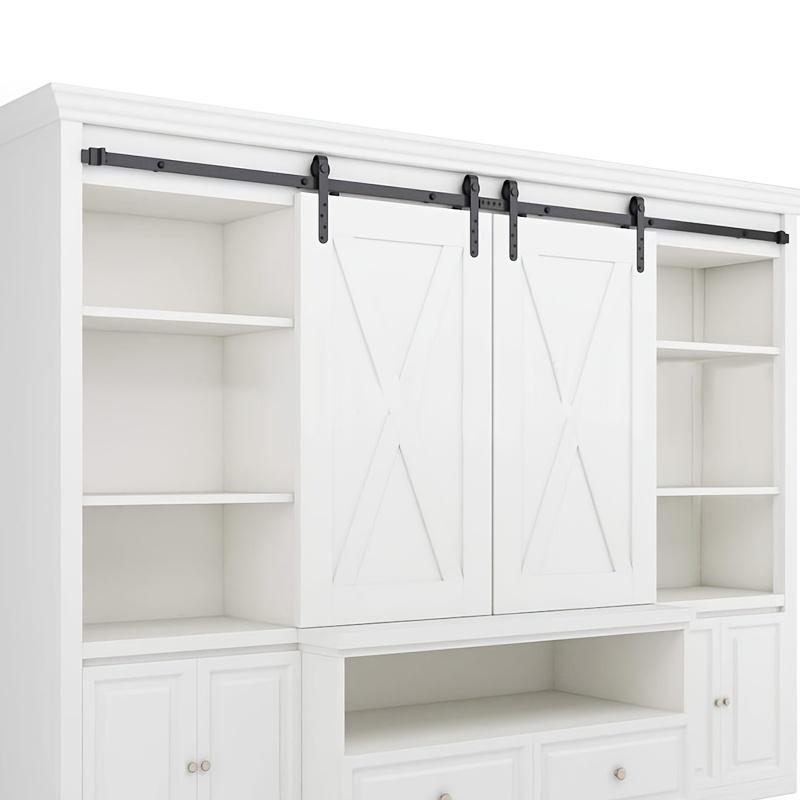 1Set Carbon steel silent sliding barn door hardware kit, suitable for carbon steel tracks in barns, TV cabinets, and wardrobes