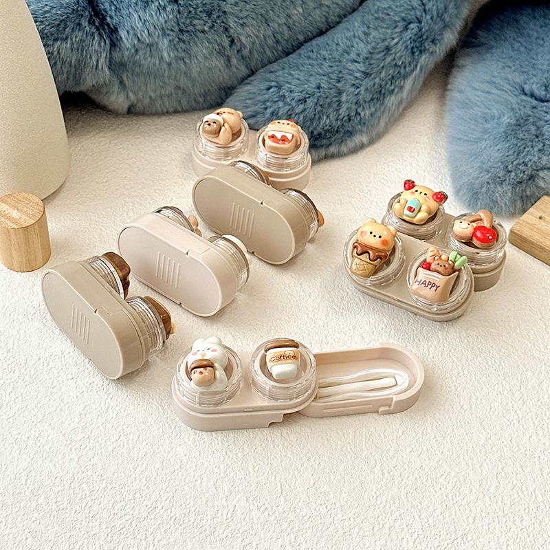 1Pcs Portable Drawer-Style Color Cartoon Contact Care Box Cute Contact Lens Case Mini Drawer Plastic Travel Small Companion Box