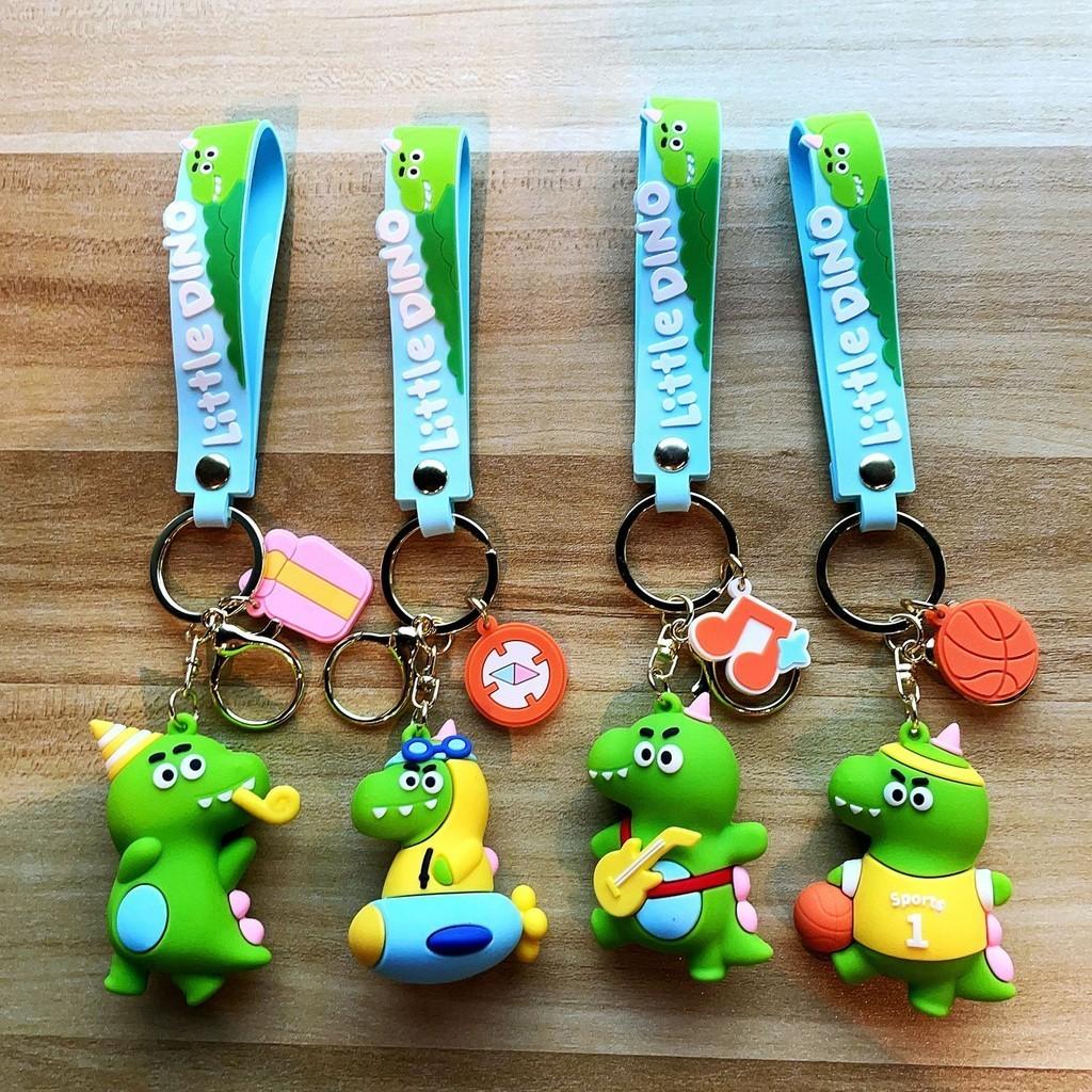 Adorable Cartoon Dinosaur Keychain Silicone Key Ring Cute Bag Charm Gift