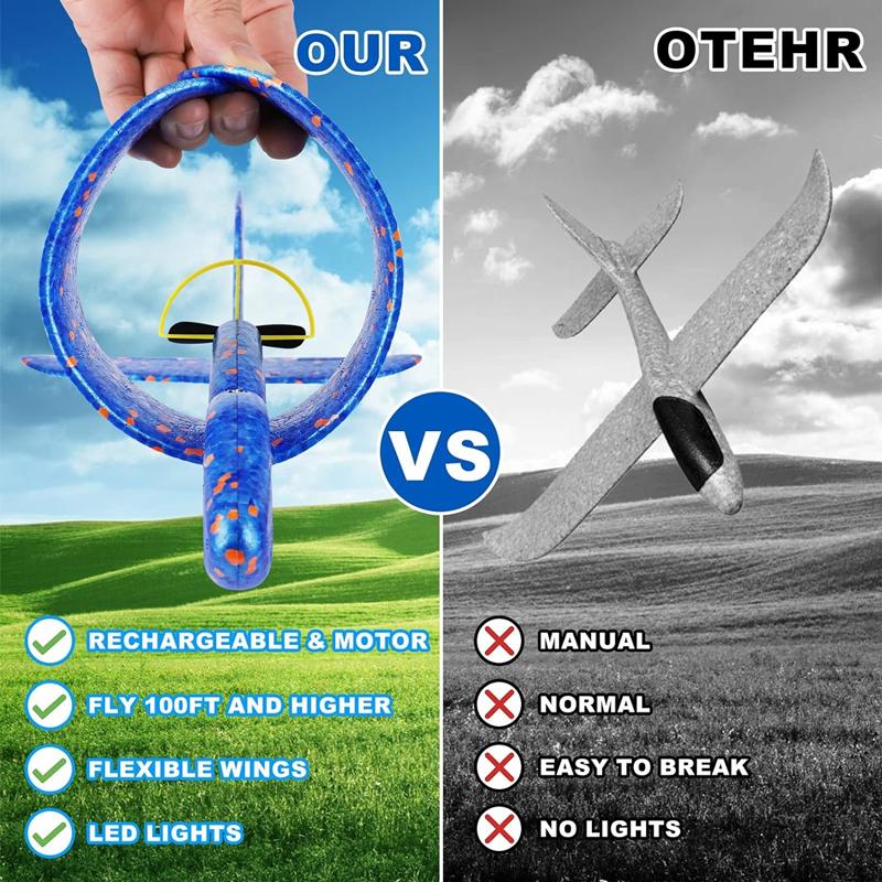 Elektrikli Köpük Uçak Planör El Atma Uçağı LED Işık Otomatik Uçuş Uçakları Açık Hava Çocuk Oyuncakları Çocuk Erkek Hediyeleri