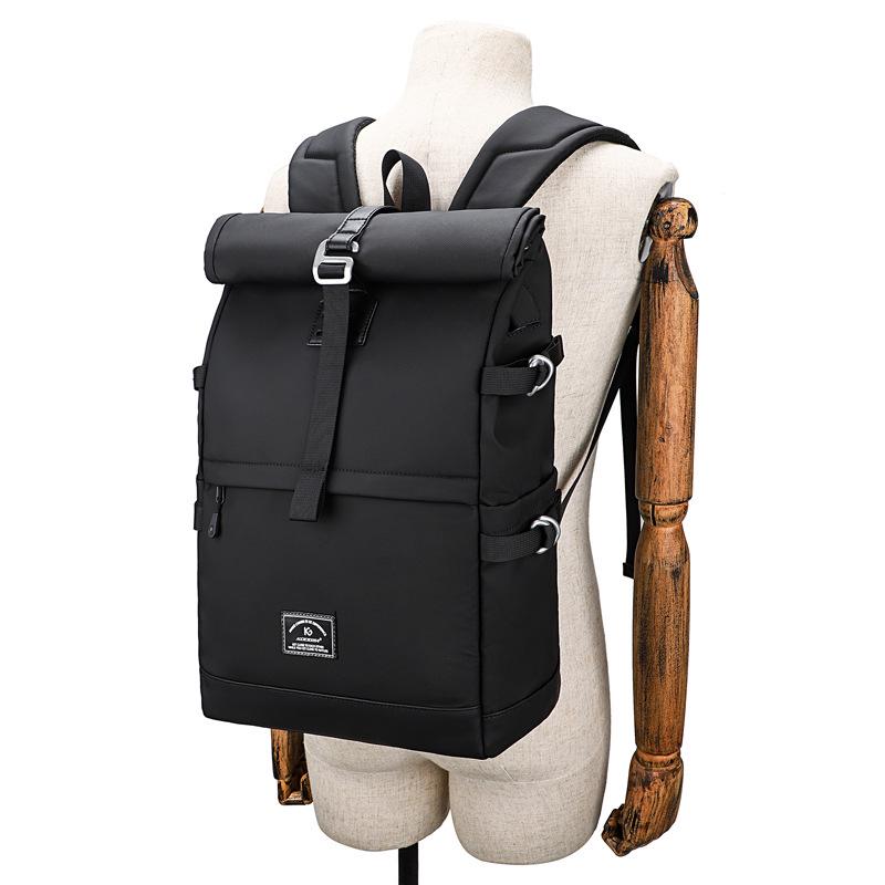 Cool Craftsman Waterproof Roll-Top Backpack: Expandable, Large Capacity, Simple Business Charging Backpack for Men and Women.