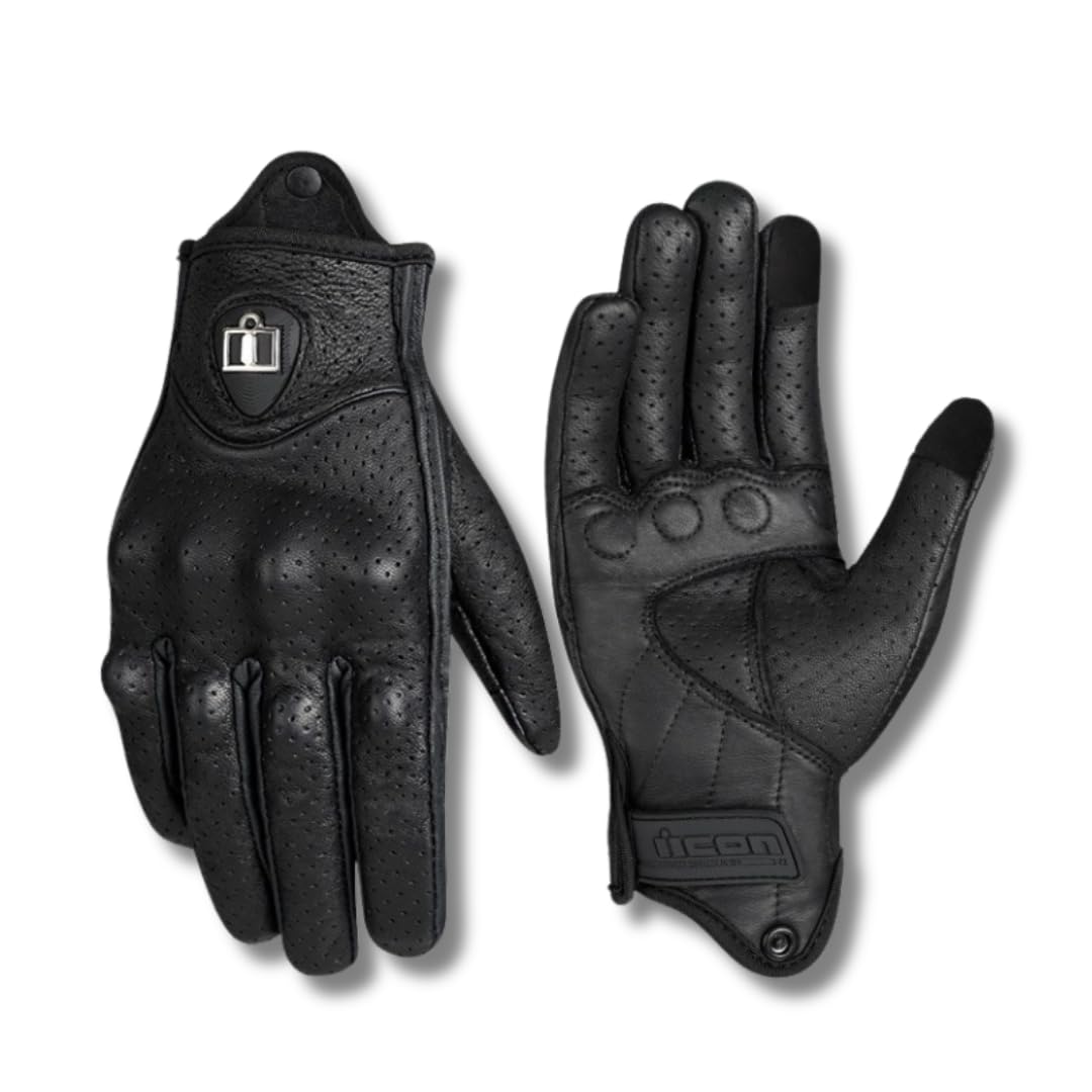 

Genuine Leather Mesh Motorcycle Gloves with Knuckle Guards and Smartphone Sizes [MIEONLILNE] Impact-Resistant Compatible, L-XL (XL)