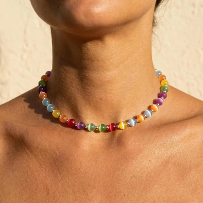 Color Changing Jewelry Set Adjustable Temperature Sensitive Beaded Ornament for Beach Party Daily Wear Teen Girls