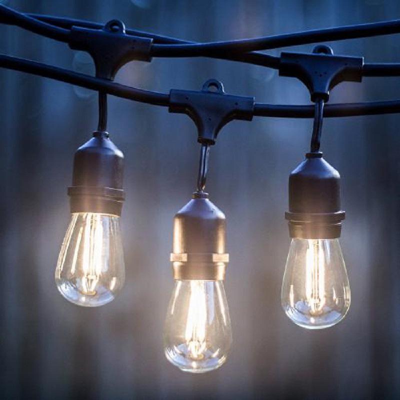 S14 Waterproof LED Edison Filament Bulb, 2700K Warm Light, E27, Energy-Saving ST45 Spare for String Lights