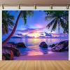 Purple Sunset Beach Tapestry Polyester Wall Hanging Aesthetic Living Room Decor Home Decor Aesthetic 180x320cm71x126in