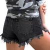 Women's Solid Color Casual Shorts Versatile Straight Leg Ripped Denim Shorts