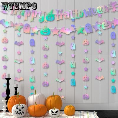 6 pièces Décorations de Fête d'Halloween Guirlande Mignonne de Fantômes Ornements Suspendus Décor Décorations de Chauve-souris Citrouille Décor Manoir Hanté