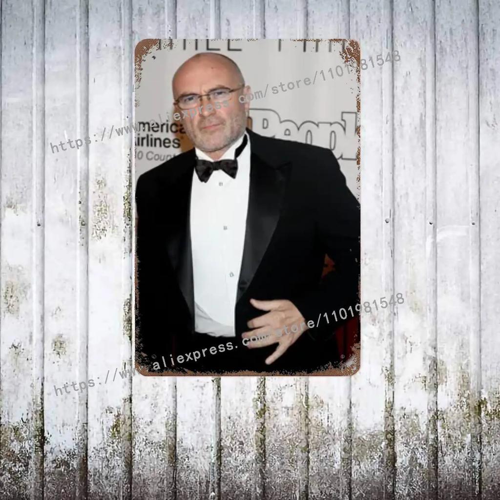 Phil Collins Drummer Metal Decor Poster Vintage Tin Sign Metal Sign Decorative Plaque for Pub Bar Man Cave Club Wall Decoration