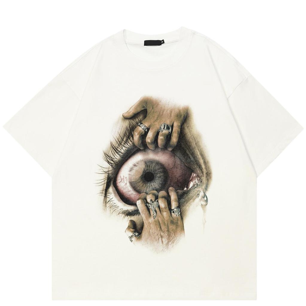 Vintage Dark Eyeball Surreal Hand Holding Graphic Oversized Short Sleeve T-Shirt