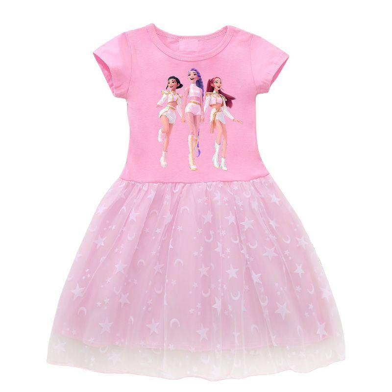 Vestito per Bambina K-Pop “Hunter” Girl Group: Vestito Estivo da Bambina a Maniche Corte in Tulle