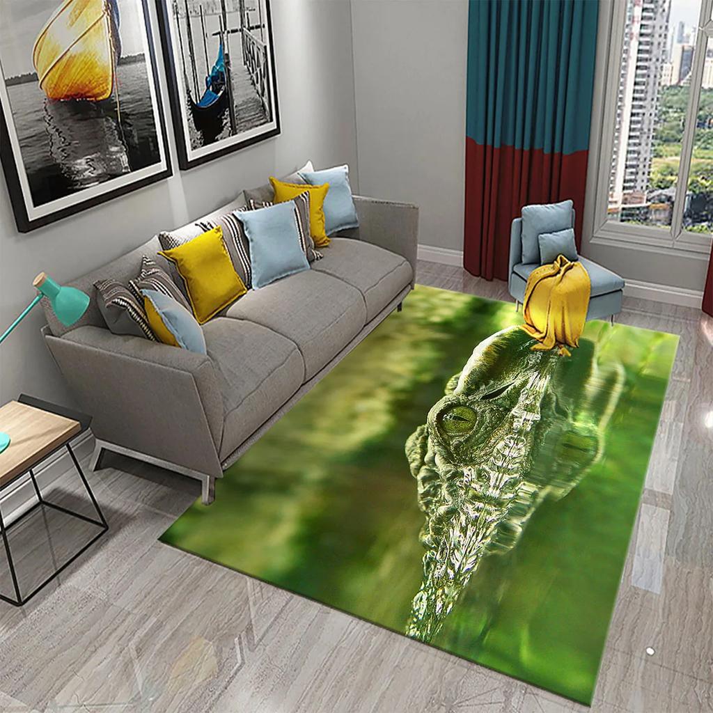 3D Crocodile Carpet Ferocious Wild Animal Rug for Living Room Bedroom Decor Carpet Kids Room Play Floor Mat Child Game Area Rug