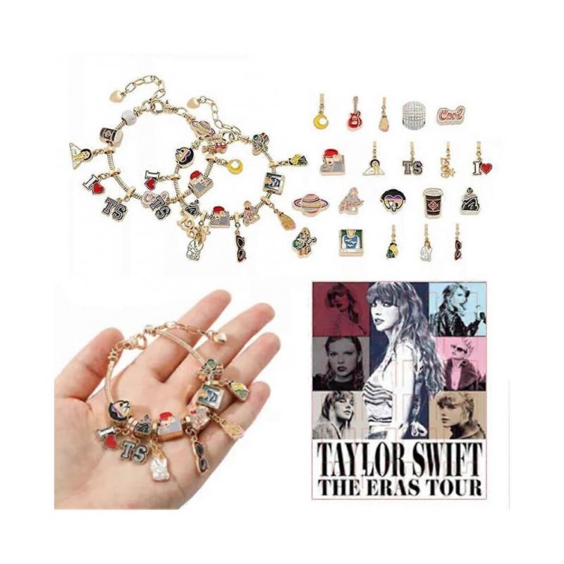 24 Days Xmas Advents Calendar Ornaments for Swifties DIY Innovative Bracelet Present Box for Fan Kids Adults
