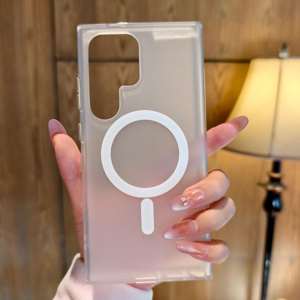 Applicable to Samsung s25ultra mobile phone case magnetic suction s25edge matte skin transparent case s24 anti-drop protective case