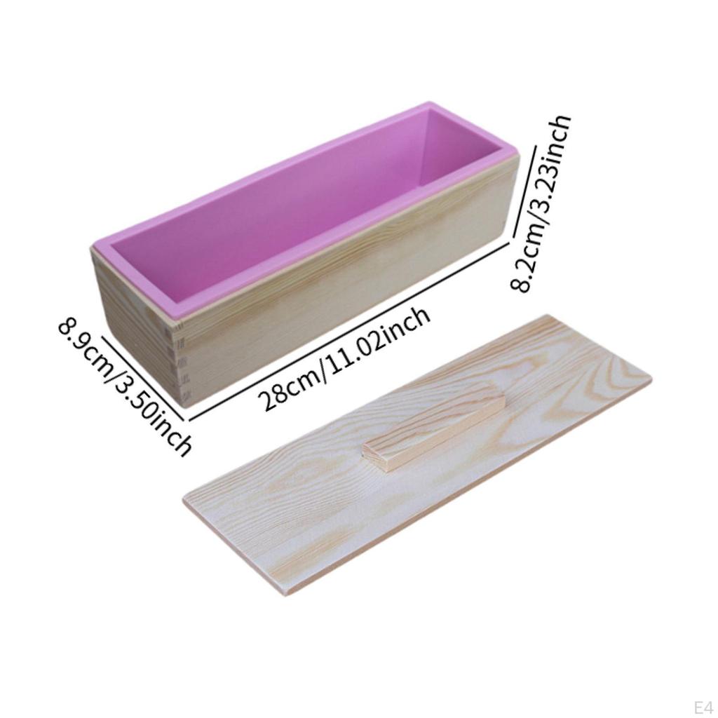 Rechteckige handgemachte Seifengussform mit Holzkiste und Deckel für Kerzen Selbstgemacht
