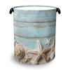 1pc DOKRIY Nautical Starfish & Seashell Laundry Basket - Foldable Cloth Hamper with Marine, Portable Clothes Storage Suitable for ' Room, Bathroom, Do