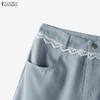 ZANZEA Women Casual Solid Color Loose Long Straight Pants