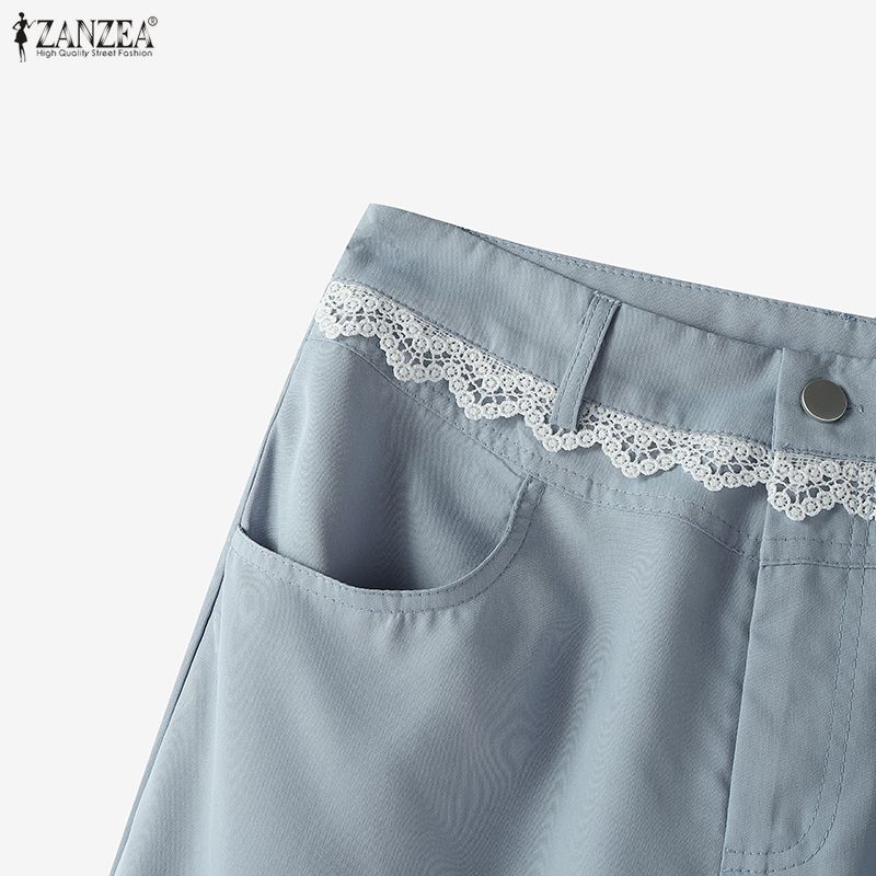 ZANZEA Women Casual Solid Color Loose Long Straight Pants