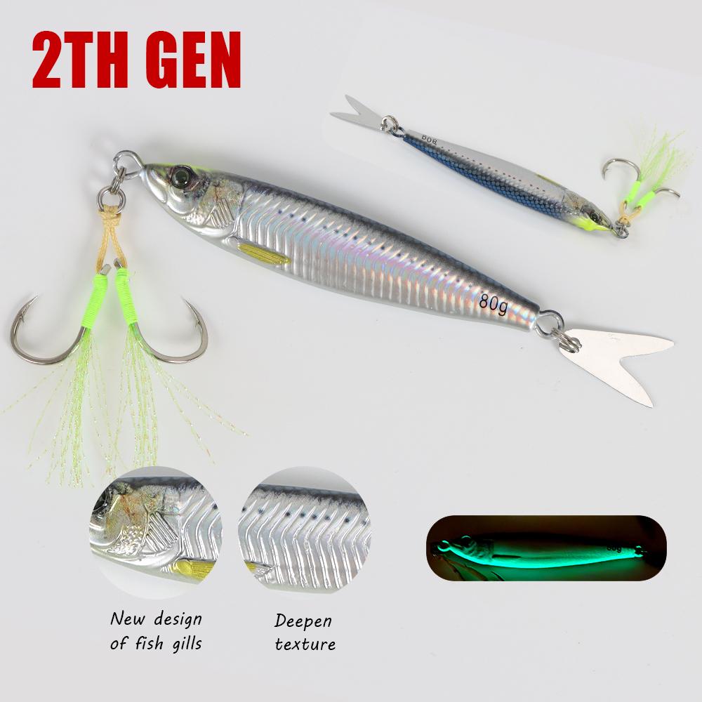 TOLU  NEW 3D Printed Fast Sinking Metal Jig Lure 20g 30g 40g 60g 80g Saltwater Shore Casting Fishing Lure Vertical Metal Jig