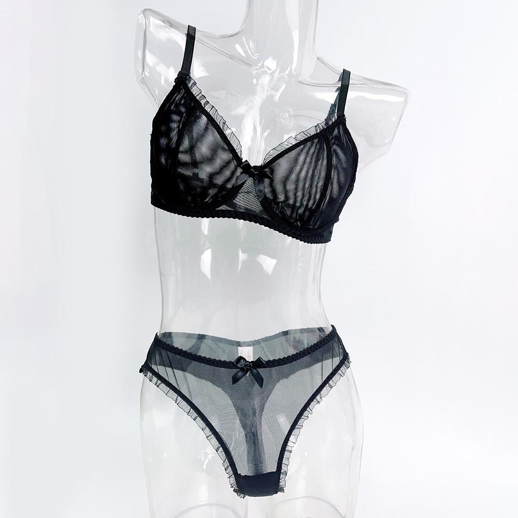Ultra-Thin Mesh See-Through Lingerie Set - Minimizes Big Bust Appearance