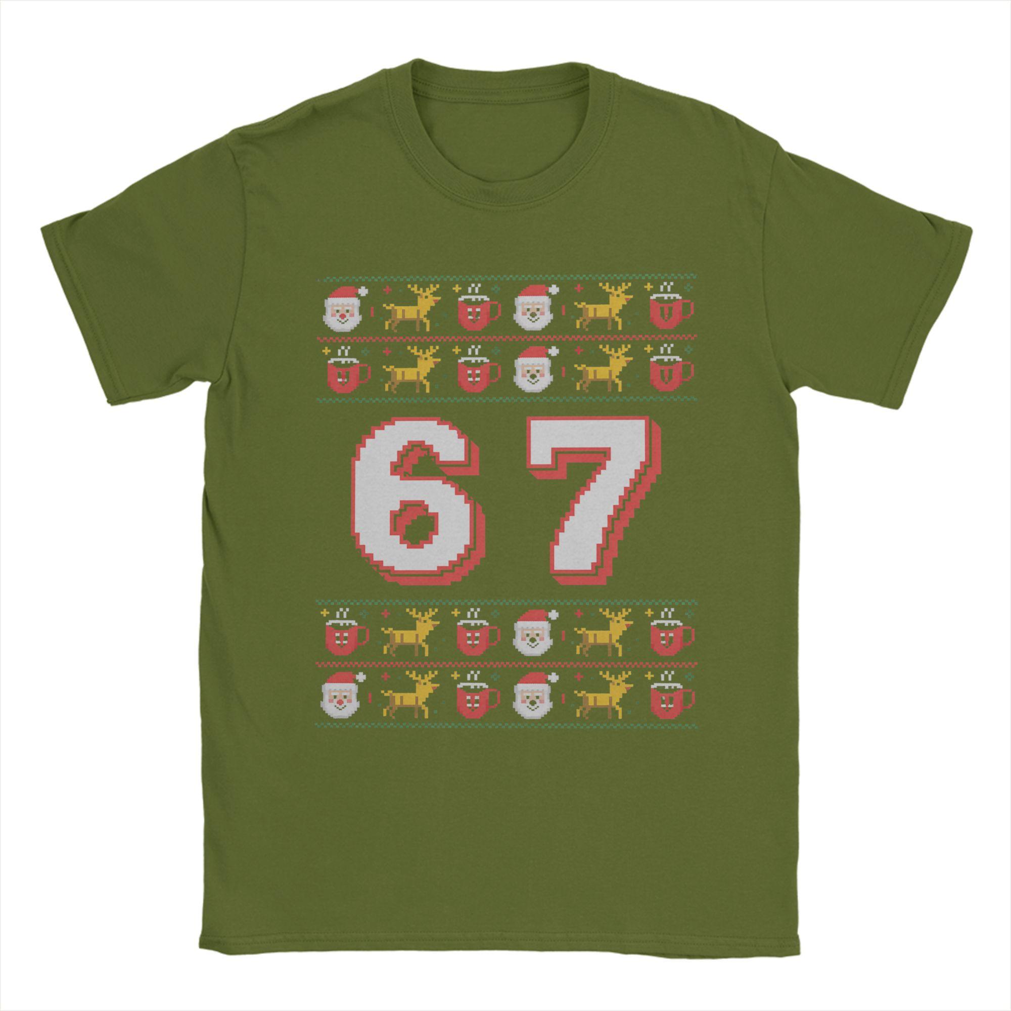 

Christmas 67 Funny Xmas Six Seven Cotton T-Shirt For Men Summer Y2K Fun T-Shirts O Neck Leisure Tees Oversized Cheap Tops 4XL