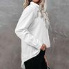 Ladies Spring Summer Long Sleeve Solid Color Soft Pocket All Match Blouse Shirt Top