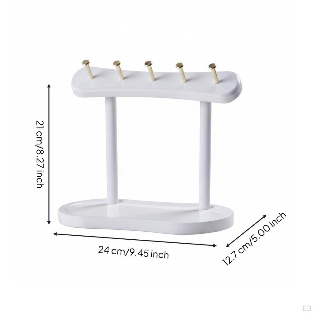Key Organizer Stand with Tray Wood Entryway Rack MultiFunctional Desktop Jewelry Holder for