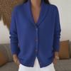 Women's Loose Long Sleeve Knit Cardigan Sweater - Solid Color Lapel Design for Autumn and Winter