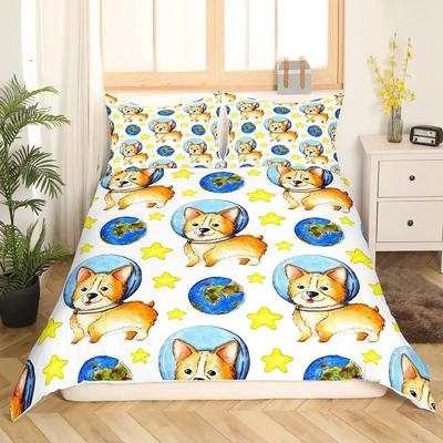 Kids Cute Dog Bedding Set Bedclothes Cartoon Dogs Comforter Cover for Boys Girls Children Pet Puppy Animal Polyester Duvet Cover