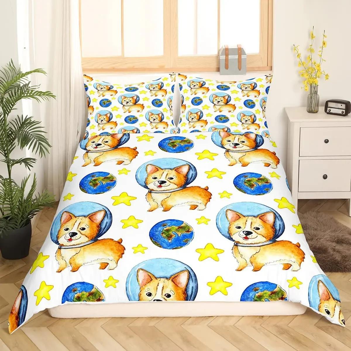 

Kids Cute Dog Bedding Set Bedclothes Cartoon Dogs Comforter Cover for Boys Girls Children Pet Puppy Animal Polyester Duvet Cover US Twin(172x218cm)