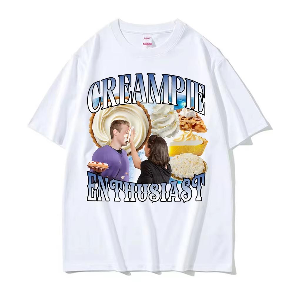 Funny Cream Pie Enthusiast Meme Graphic T Shirt Men's Women 90s Vintage Gothic Oversized T-shirts Casual Comfort EU Size T-shirt