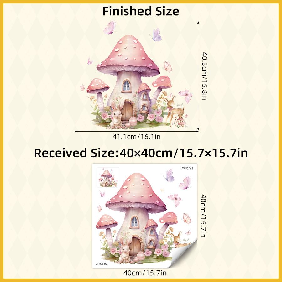 Cute Girly Cartoon Pink Mushroom House Wall Stickers, Self-Adhesive Fairy Tale Decor for Room Background Wall Decoration