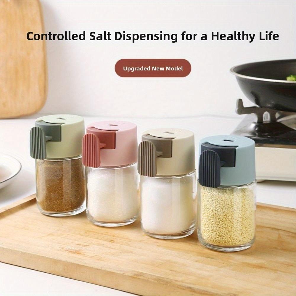 4pcs Press Type Measuring Seasoning Bottle Salt Tank 0.5g Transparent Precise Spice Dispenser Refillable Food Grade Salt Control Containers