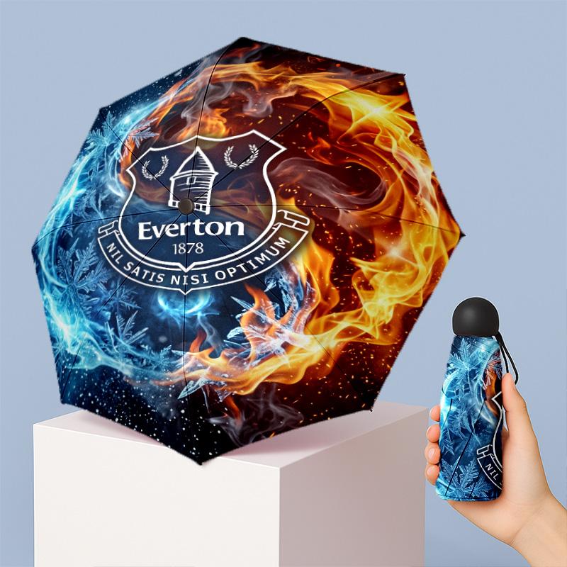 Everton Football Pattern Printed Mini 5 Folds 8 Ribs Compact Umbrella Windproof Waterproof Lightweight Portable Folding