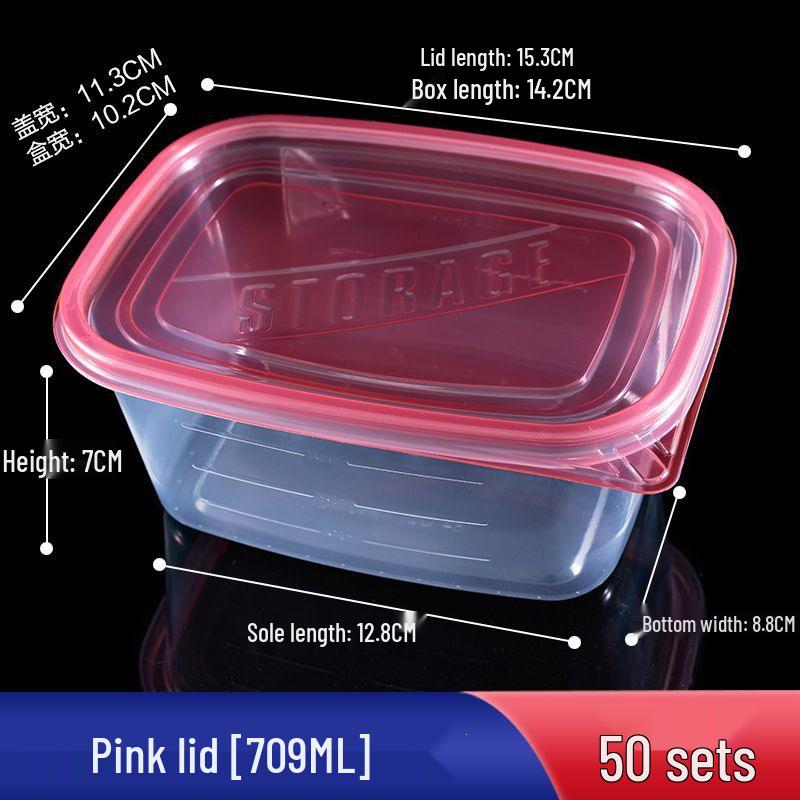 280ml Transparent Rectangular Plastic Bento Lunch Box with Lid - Disposable Fresh-Keeping Container for Fruit Salad