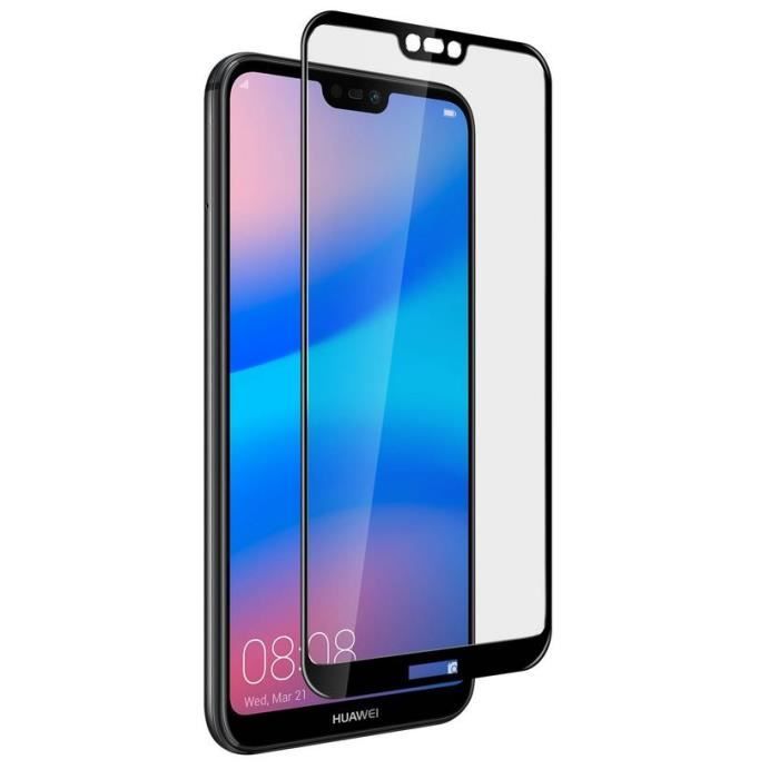 Verre Trempé - Phonillico® - Huawei P20 LITE - Bord Noir - Ultra Résistant - Protection Ecran