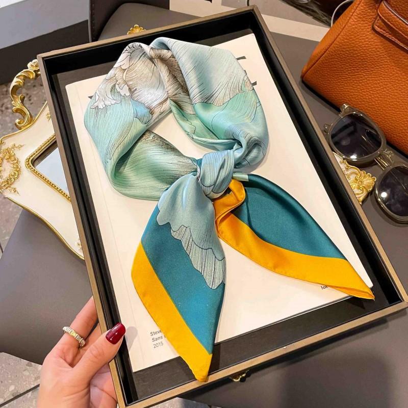 70cm Square Silk-Like Scarf Women Lightweight Fashion Accessory Office Chic Neck Wrap Stylish Print Design